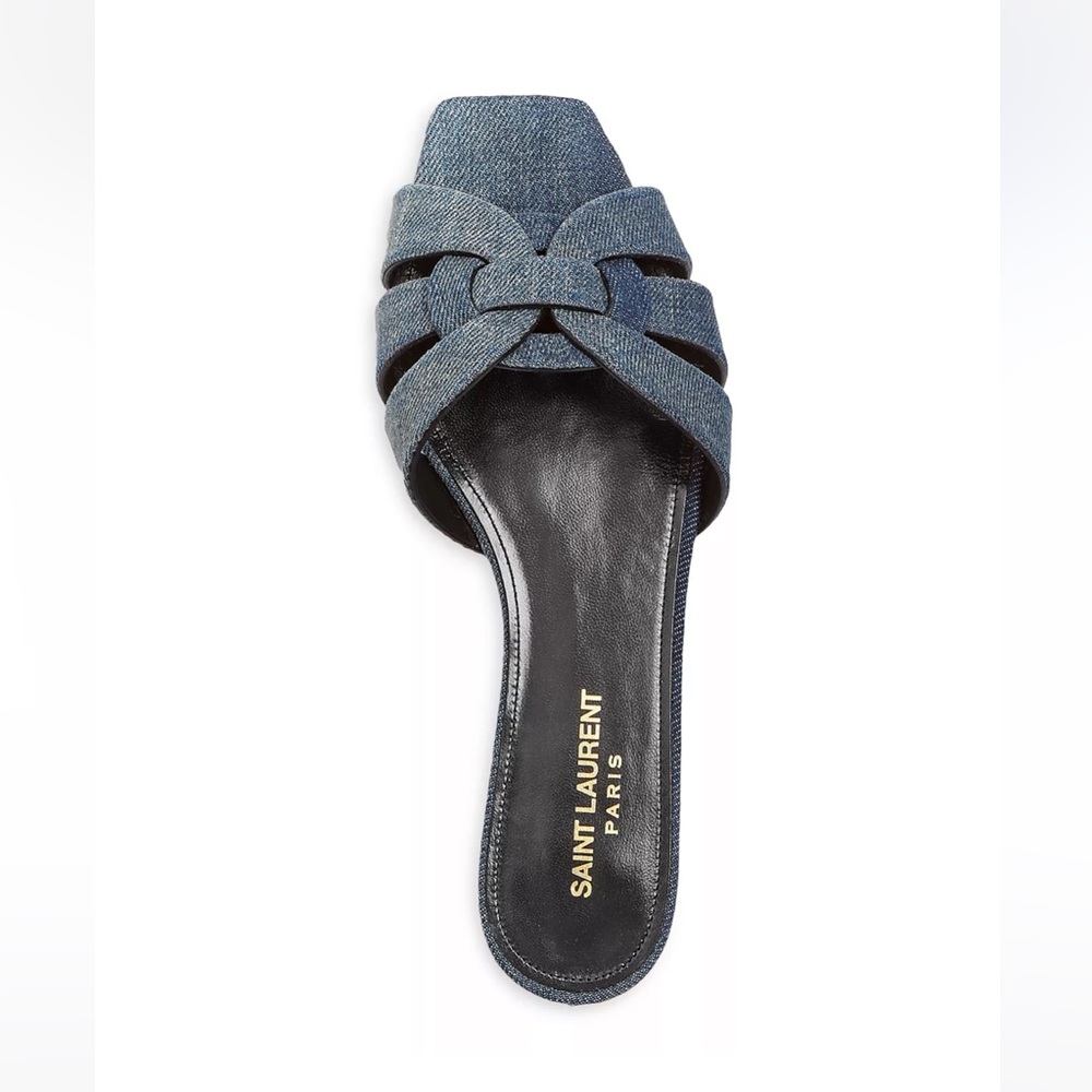 Saint Laurent YSL Tribute Sandals in Denim Size 40